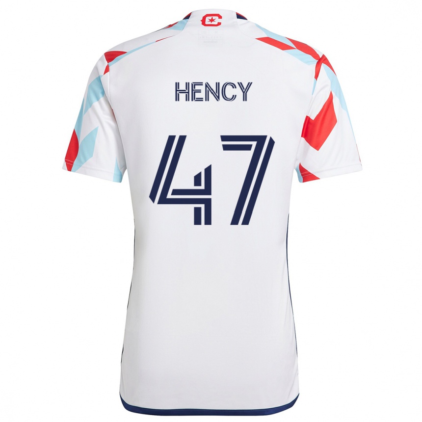 Enfant Football Maillot Billy Hency #47 Blanc Rouge Bleu Tenues Extérieur 2024/25