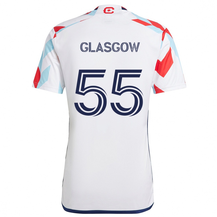 Enfant Football Maillot Omari Glasgow #55 Blanc Rouge Bleu Tenues Extérieur 2024/25