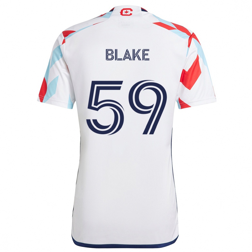 Enfant Football Maillot Romain Blake #59 Blanc Rouge Bleu Tenues Extérieur 2024/25