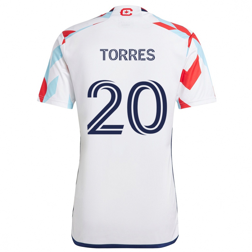 Enfant Football Maillot Jairo Torres #20 Blanc Rouge Bleu Tenues Extérieur 2024/25