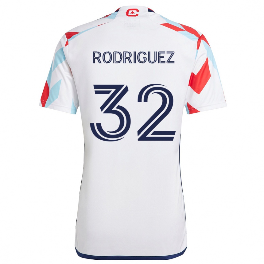 Enfant Football Maillot Missael Rodríguez #32 Blanc Rouge Bleu Tenues Extérieur 2024/25