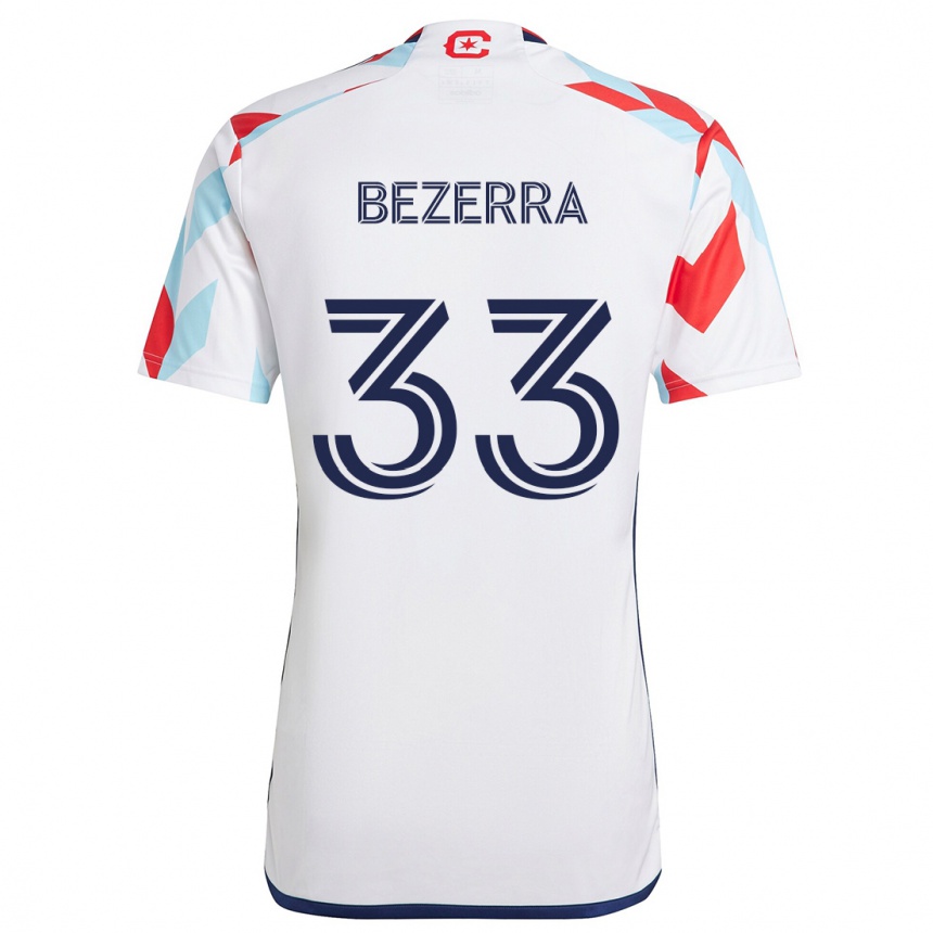 Enfant Football Maillot Victor Bezerra #33 Blanc Rouge Bleu Tenues Extérieur 2024/25