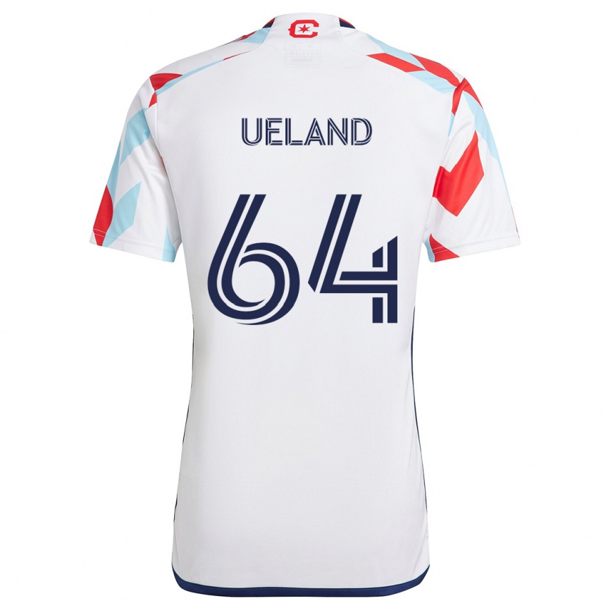 Enfant Football Maillot Andreas Ueland #64 Blanc Rouge Bleu Tenues Extérieur 2024/25