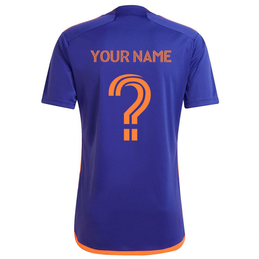 Enfant Football Maillot Votre Nom #0 Violet Orange Tenues Extérieur 2024/25