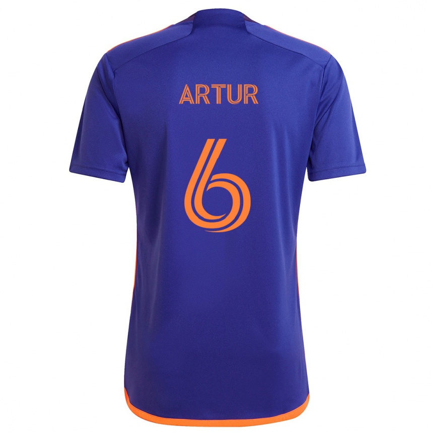 Enfant Football Maillot Artur #6 Violet Orange Tenues Extérieur 2024/25