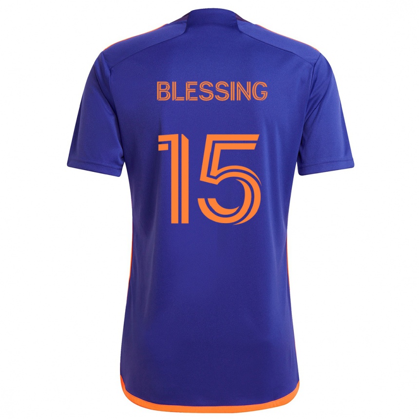 Enfant Football Maillot Latif Blessing #15 Violet Orange Tenues Extérieur 2024/25