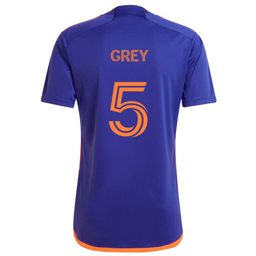 Enfant Football Maillot Omar Grey #5 Violet Orange Tenues Extérieur 2024/25