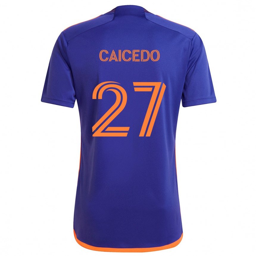 Enfant Football Maillot Luis Caicedo #27 Violet Orange Tenues Extérieur 2024/25