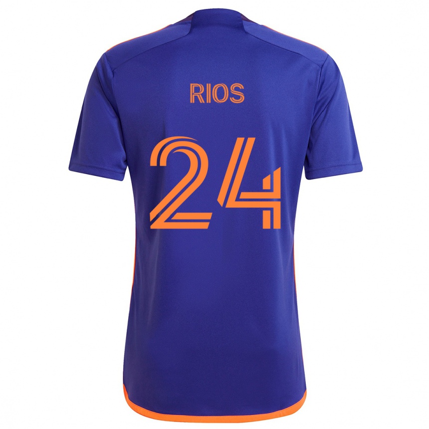 Enfant Football Maillot Paolo Ríos #24 Violet Orange Tenues Extérieur 2024/25