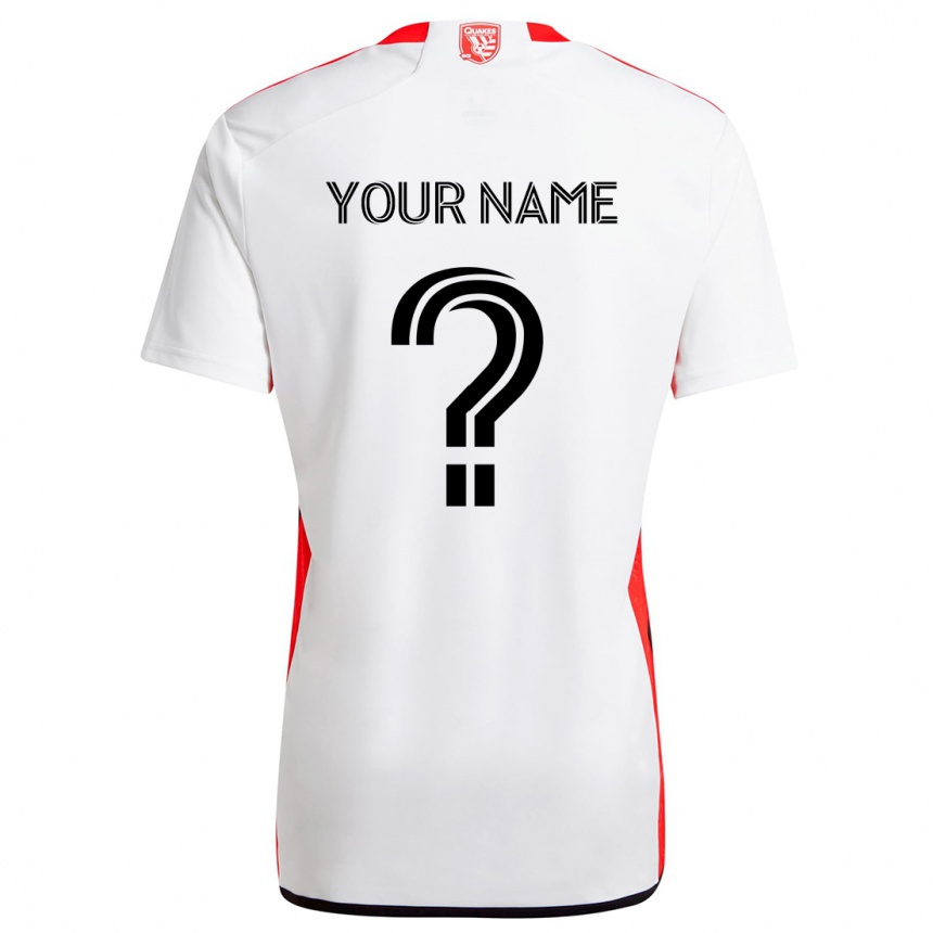 Enfant Football Maillot Votre Nom #0 Blanc Rouge Tenues Extérieur 2024/25