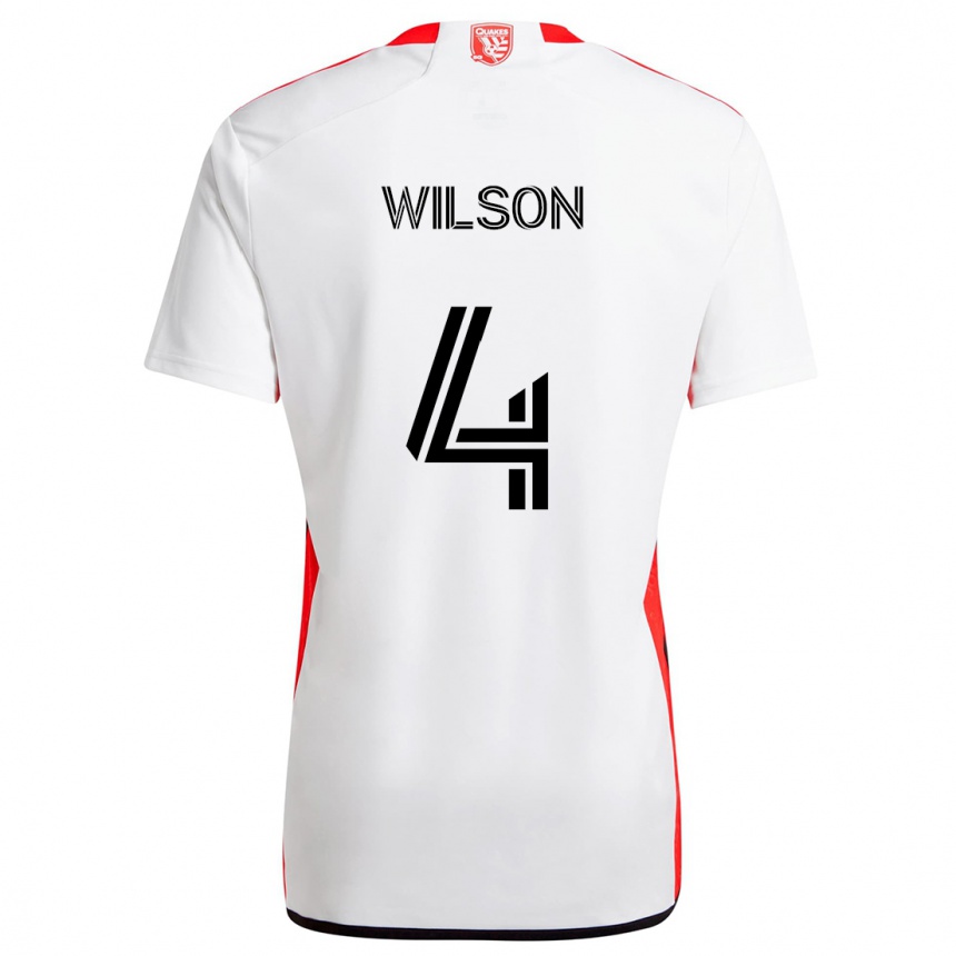 Enfant Football Maillot Bruno Wilson #4 Blanc Rouge Tenues Extérieur 2024/25