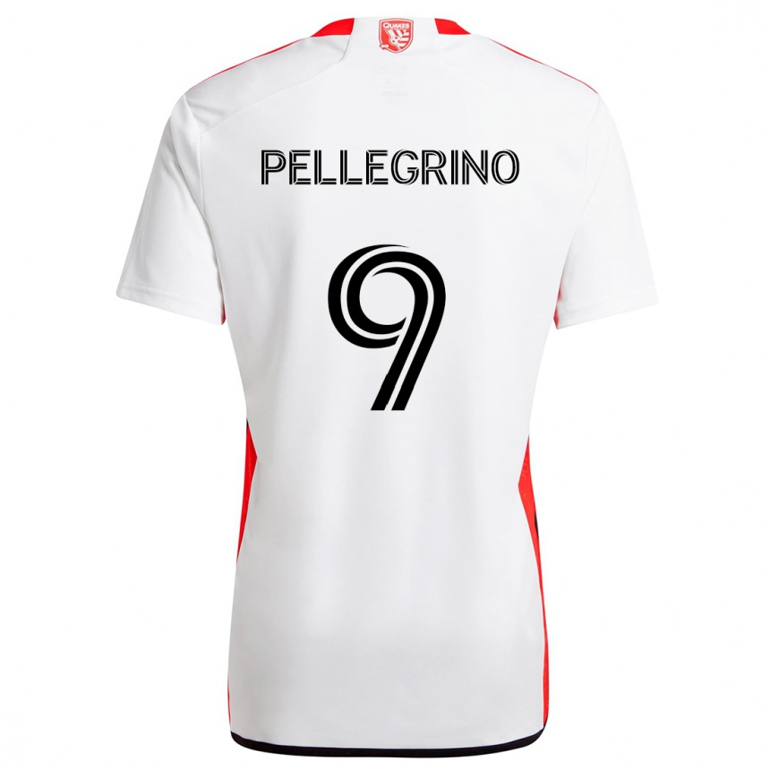 Enfant Football Maillot Amahl Pellegrino #9 Blanc Rouge Tenues Extérieur 2024/25