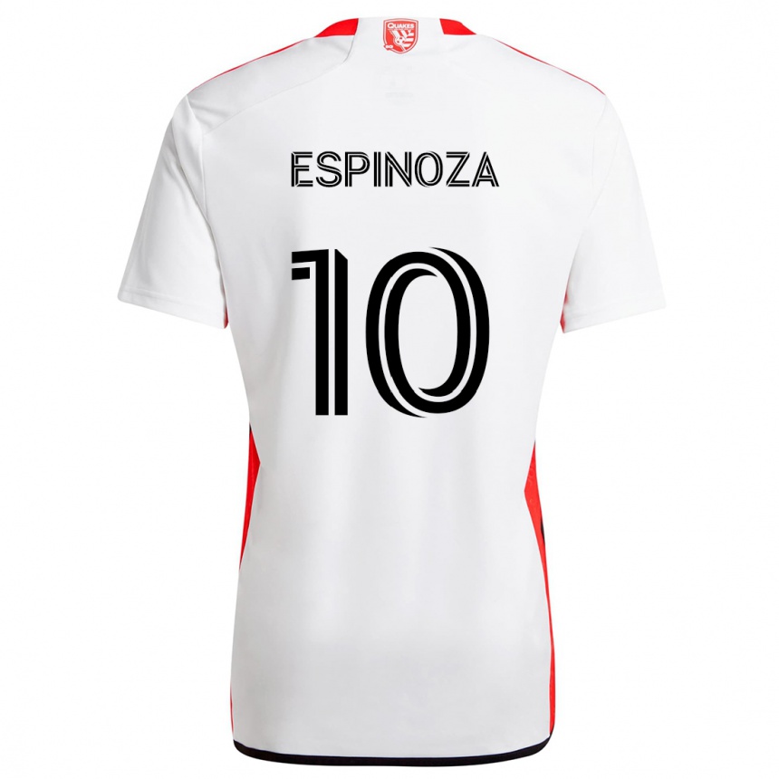 Enfant Football Maillot Cristian Espinoza #10 Blanc Rouge Tenues Extérieur 2024/25