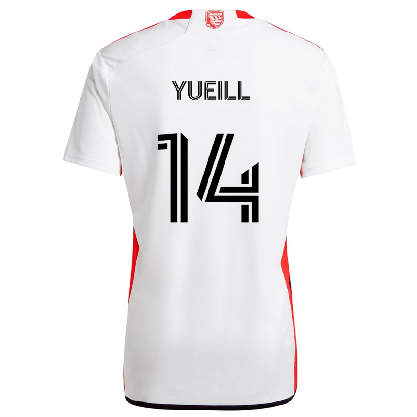 Enfant Football Maillot Jackson Yueill #14 Blanc Rouge Tenues Extérieur 2024/25