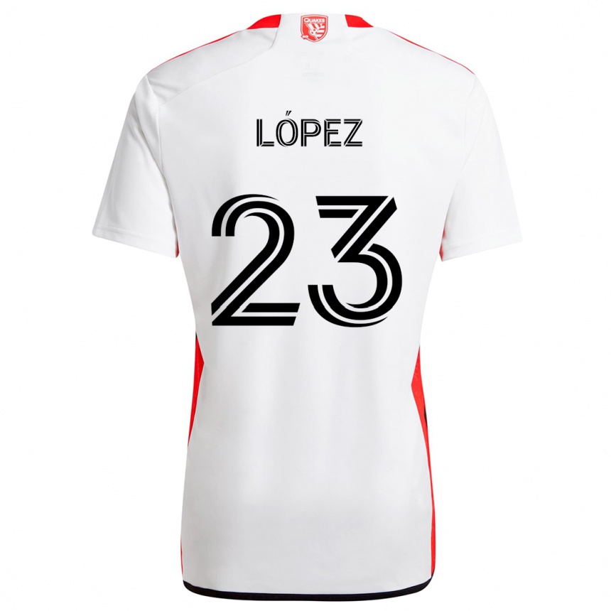 Enfant Football Maillot Hernán López #23 Blanc Rouge Tenues Extérieur 2024/25