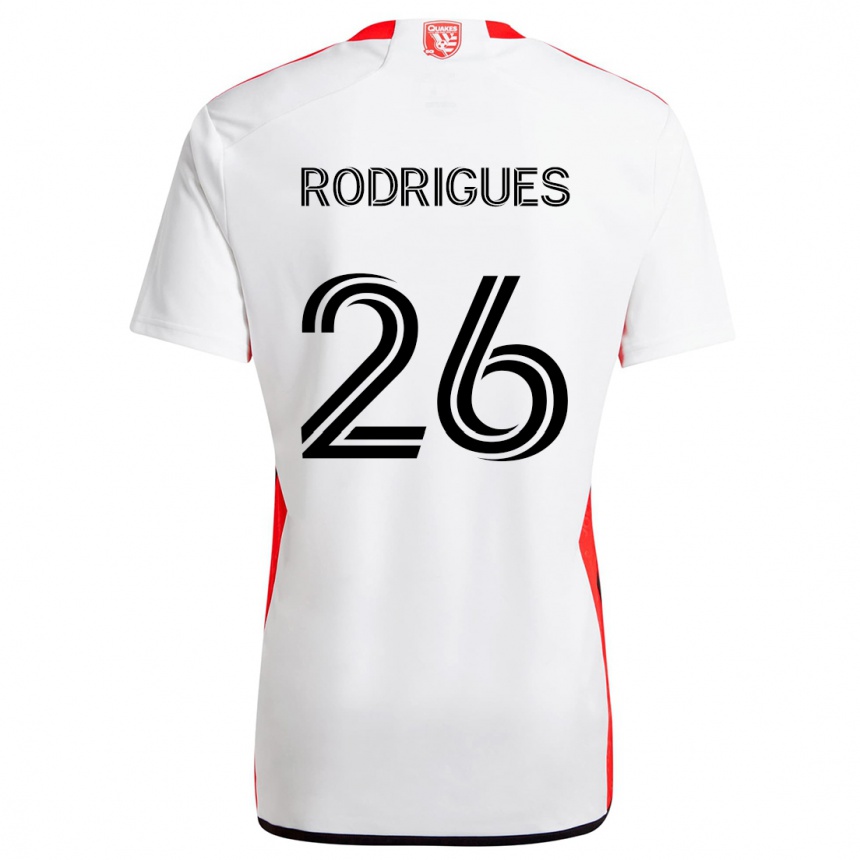 Enfant Football Maillot Rodrigues #26 Blanc Rouge Tenues Extérieur 2024/25