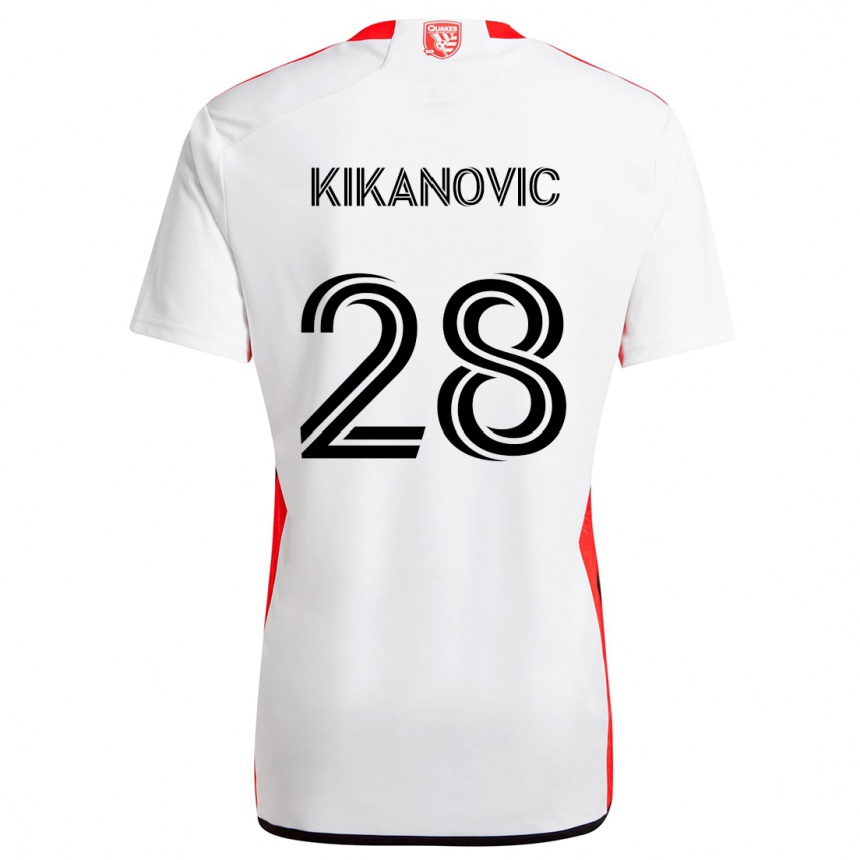 Enfant Football Maillot Benjamin Kikanovic #28 Blanc Rouge Tenues Extérieur 2024/25