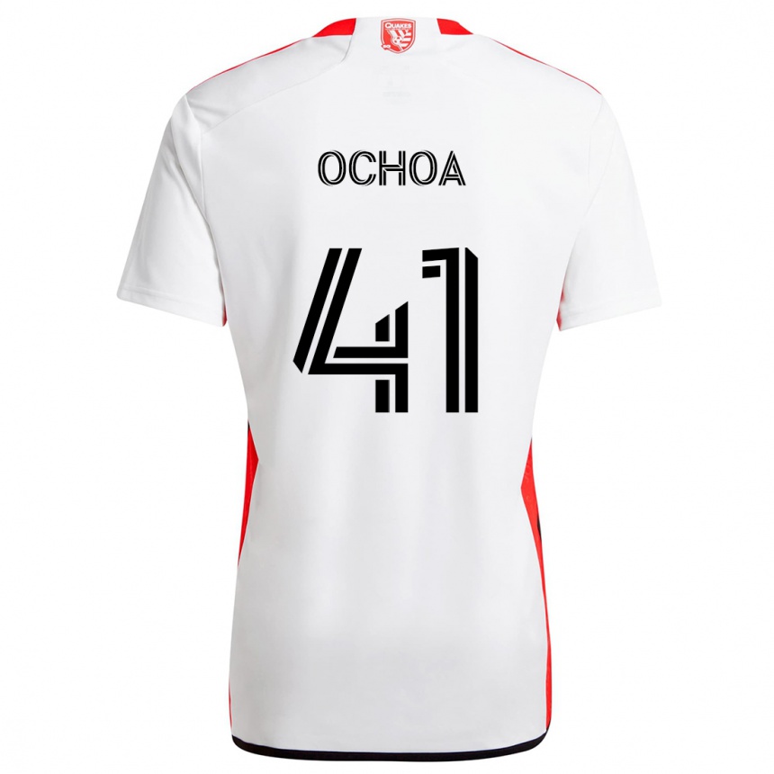 Enfant Football Maillot Emmanuel Ochoa #41 Blanc Rouge Tenues Extérieur 2024/25