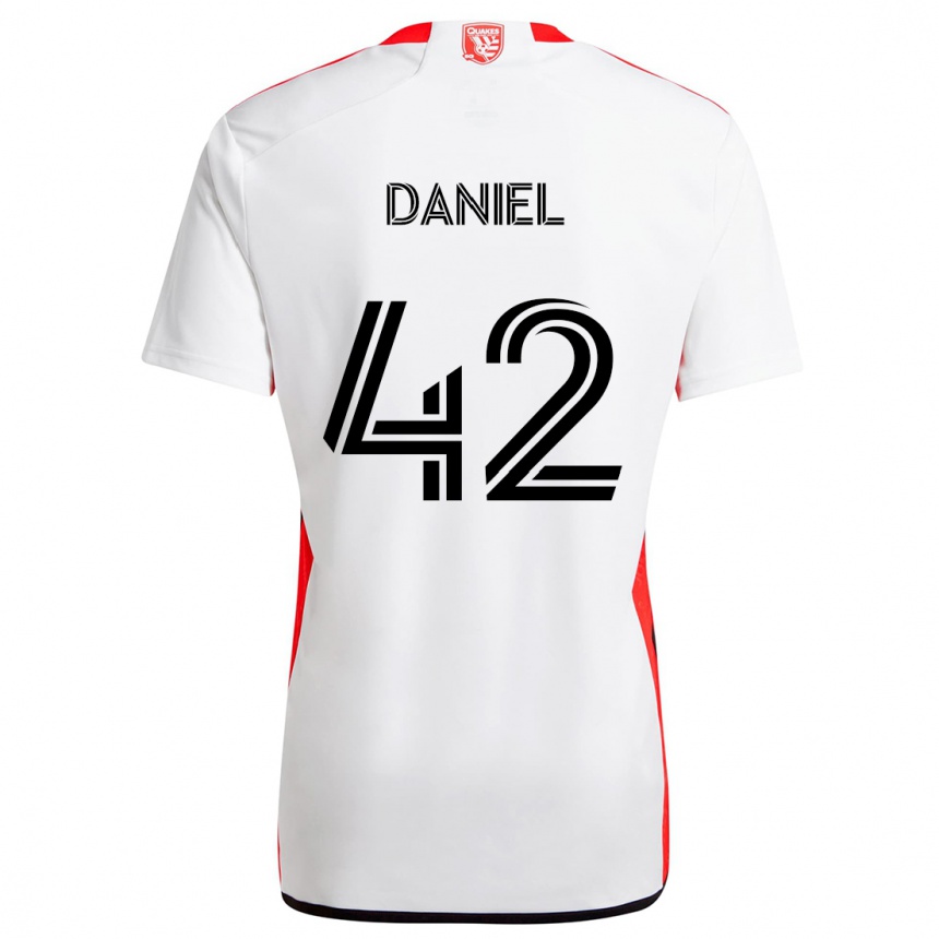 Enfant Football Maillot Daniel #42 Blanc Rouge Tenues Extérieur 2024/25