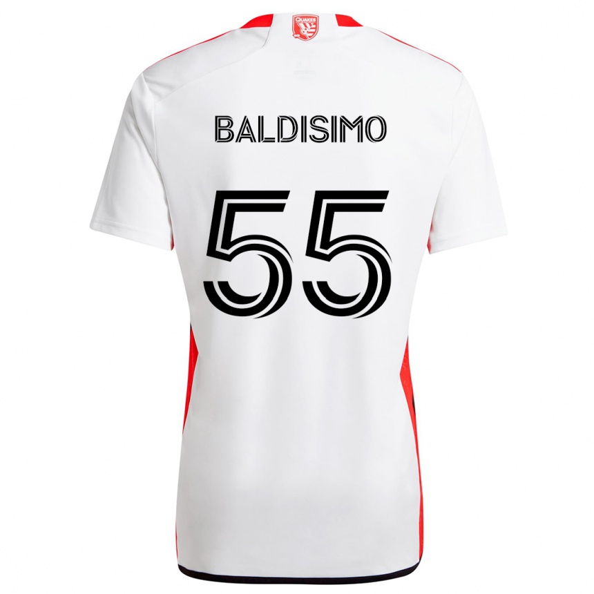 Enfant Football Maillot Michael Baldisimo #55 Blanc Rouge Tenues Extérieur 2024/25