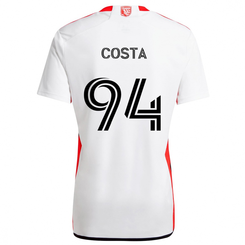 Enfant Football Maillot Vítor Costa #94 Blanc Rouge Tenues Extérieur 2024/25