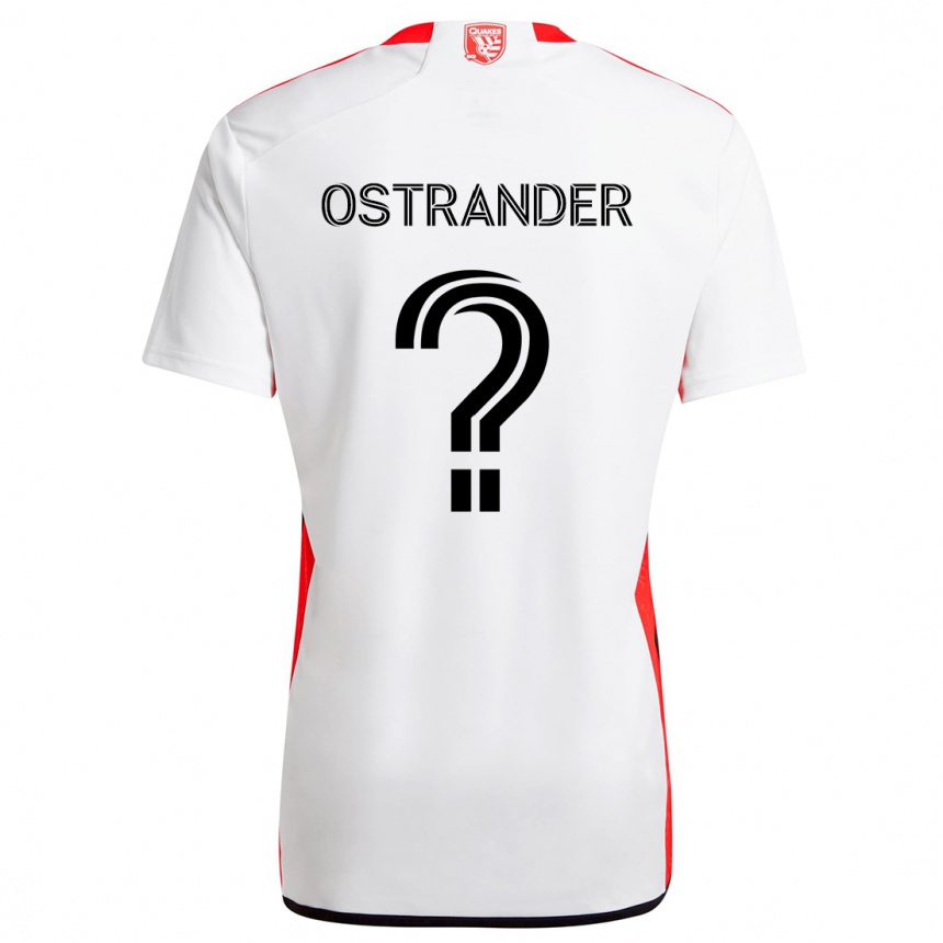 Enfant Football Maillot William Ostrander #0 Blanc Rouge Tenues Extérieur 2024/25