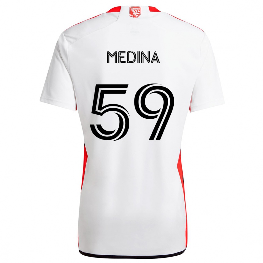 Enfant Football Maillot Cruz Medina #59 Blanc Rouge Tenues Extérieur 2024/25