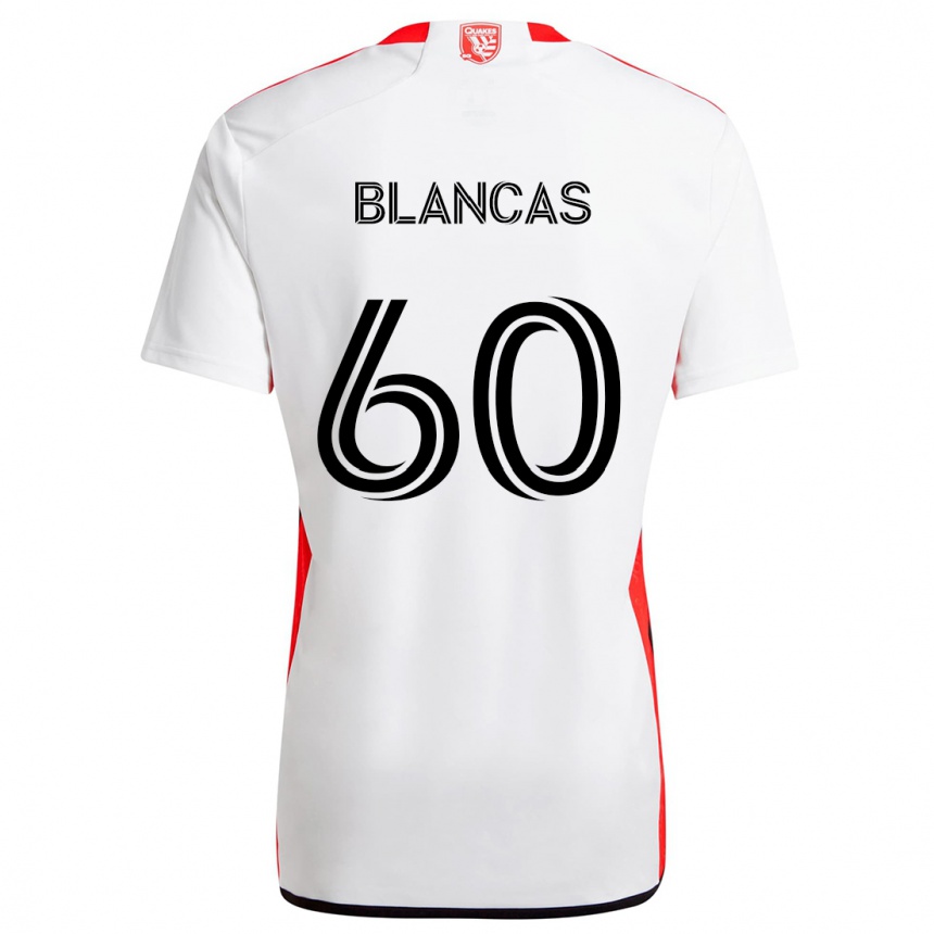 Enfant Football Maillot Eduardo Blancas #60 Blanc Rouge Tenues Extérieur 2024/25