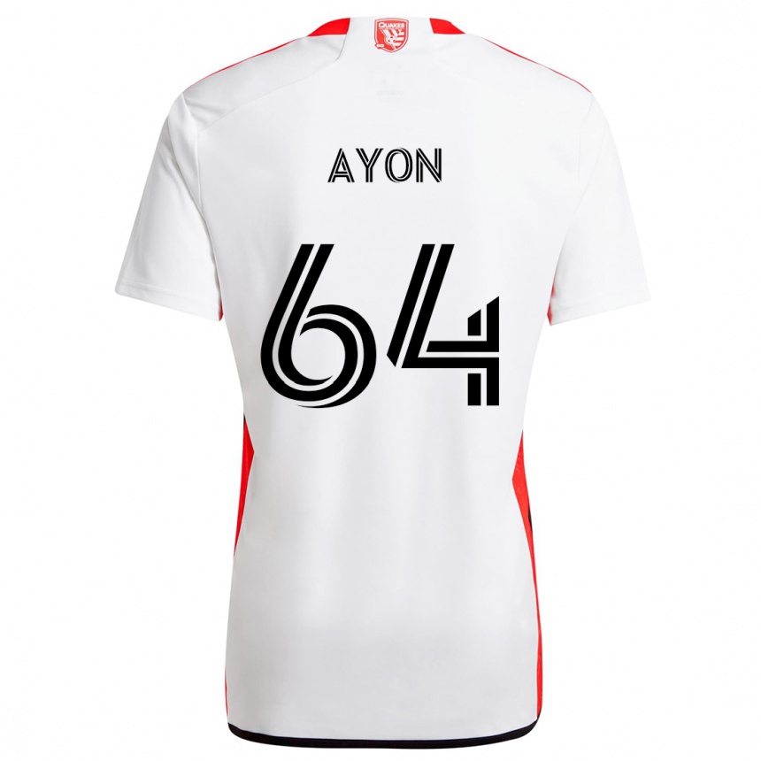 Enfant Football Maillot Jerry Ayon #64 Blanc Rouge Tenues Extérieur 2024/25