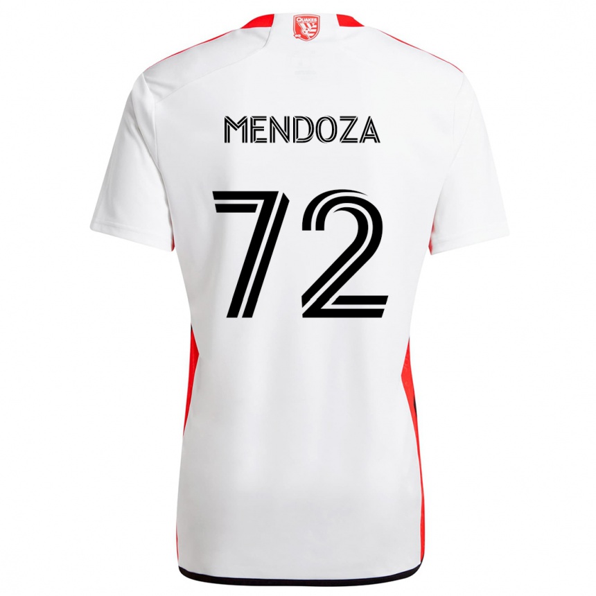 Enfant Football Maillot Edwyn Mendoza #72 Blanc Rouge Tenues Extérieur 2024/25