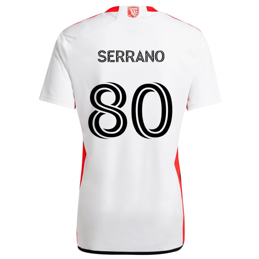 Enfant Football Maillot David Serrano #80 Blanc Rouge Tenues Extérieur 2024/25