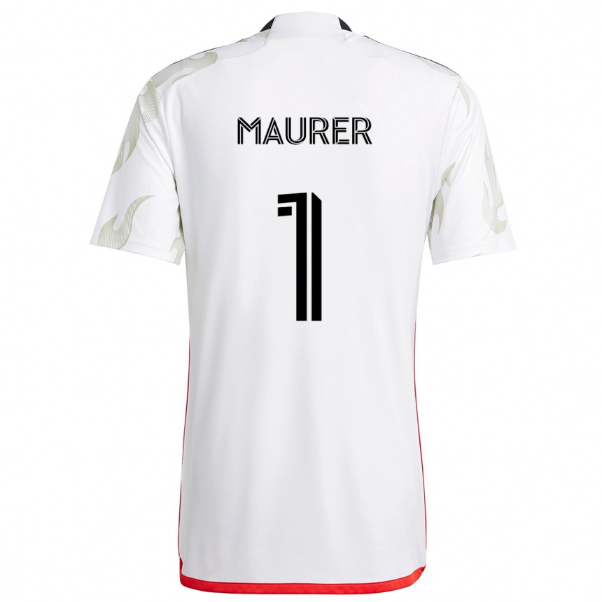 Enfant Football Maillot Jimmy Maurer #1 Blanc Rouge Noir Tenues Extérieur 2024/25