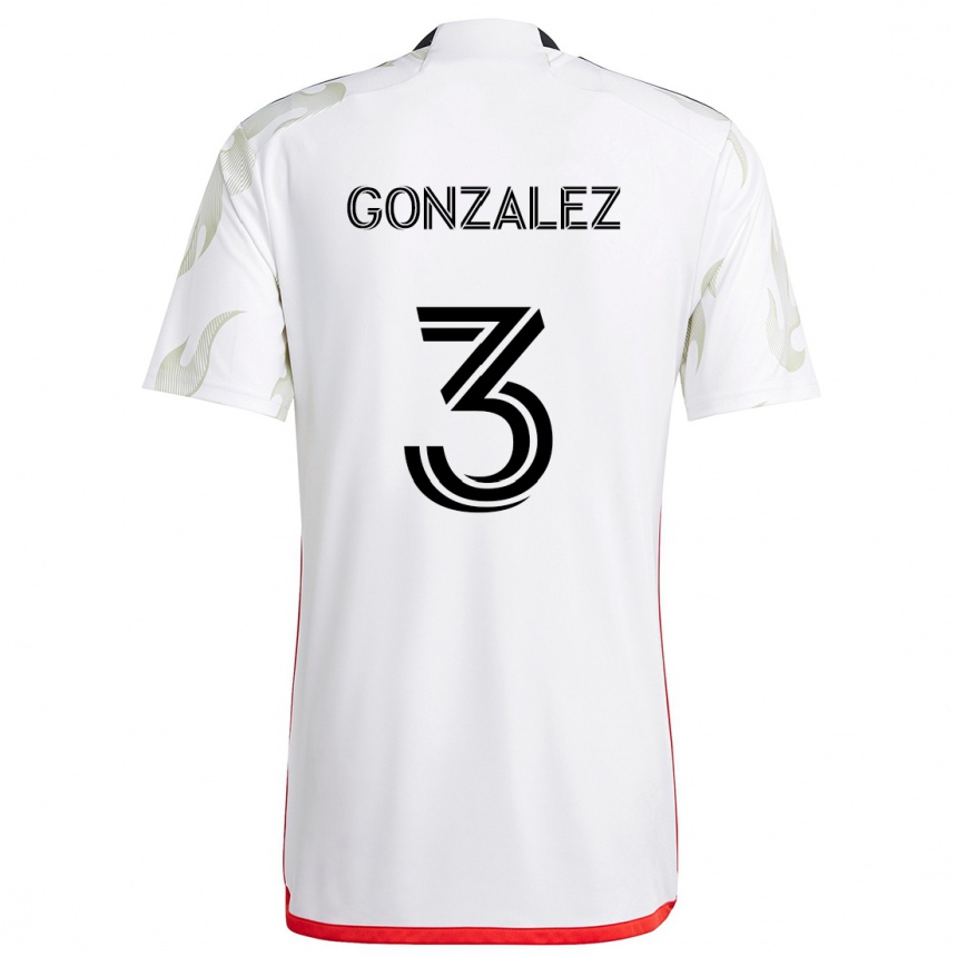 Enfant Football Maillot Omar González #3 Blanc Rouge Noir Tenues Extérieur 2024/25