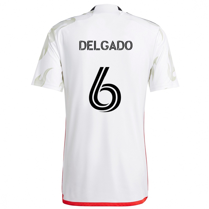 Enfant Football Maillot Patrickson Delgado #6 Blanc Rouge Noir Tenues Extérieur 2024/25