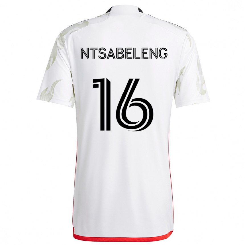 Enfant Football Maillot Tsiki Ntsabeleng #16 Blanc Rouge Noir Tenues Extérieur 2024/25