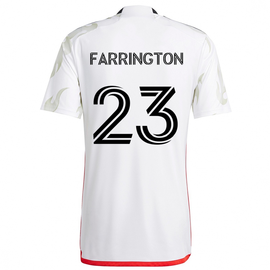 Enfant Football Maillot Logan Farrington #23 Blanc Rouge Noir Tenues Extérieur 2024/25