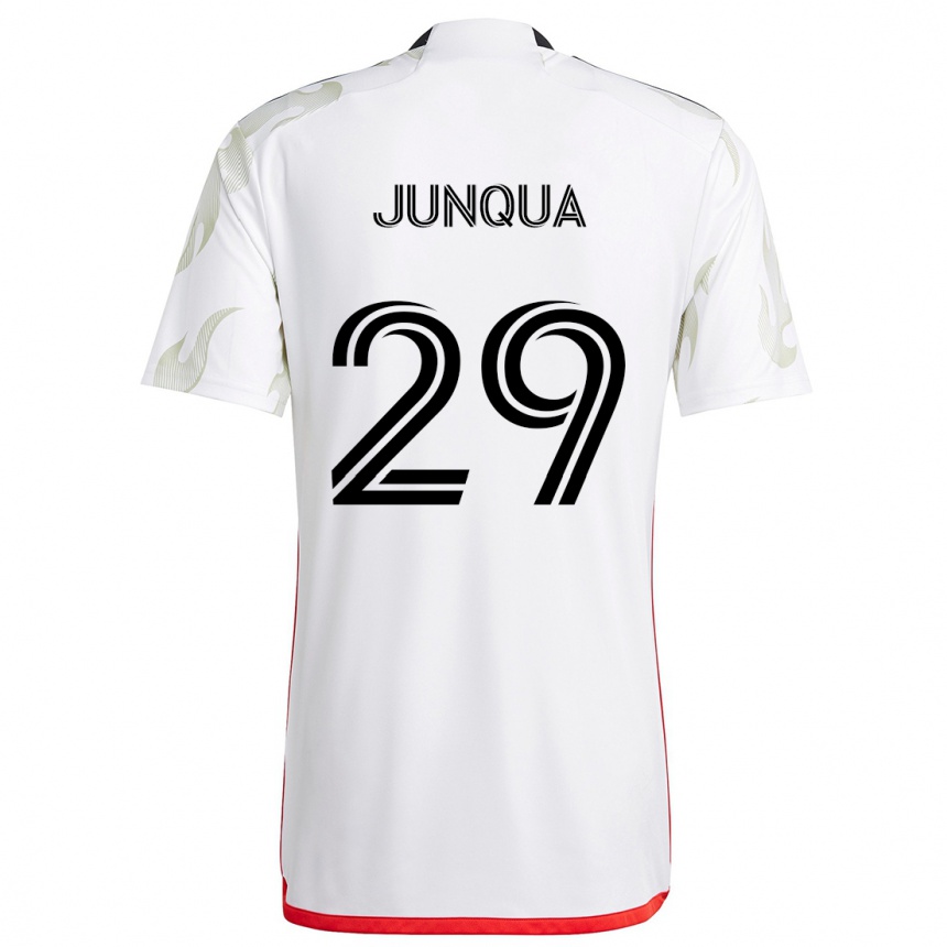 Enfant Football Maillot Sam Junqua #29 Blanc Rouge Noir Tenues Extérieur 2024/25