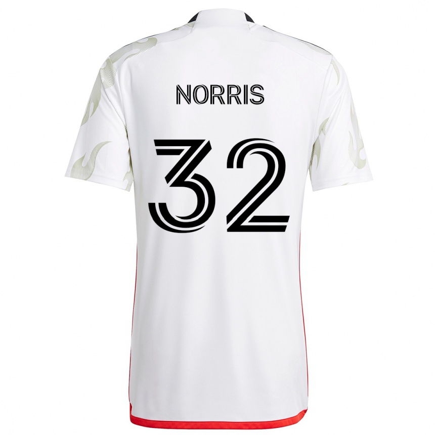 Enfant Football Maillot Nolan Norris #32 Blanc Rouge Noir Tenues Extérieur 2024/25