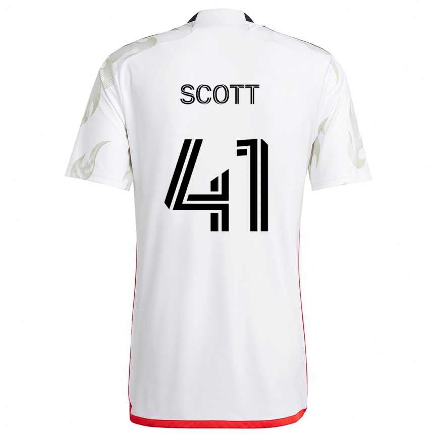 Enfant Football Maillot Tarik Scott #41 Blanc Rouge Noir Tenues Extérieur 2024/25