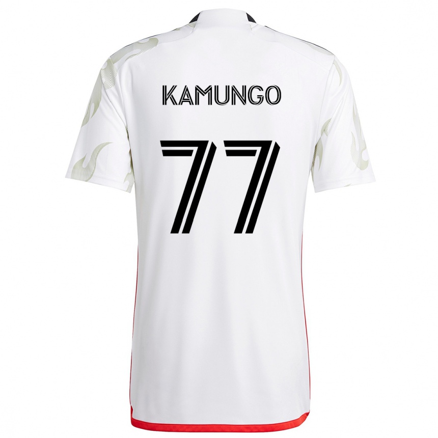 Enfant Football Maillot Bernard Kamungo #77 Blanc Rouge Noir Tenues Extérieur 2024/25