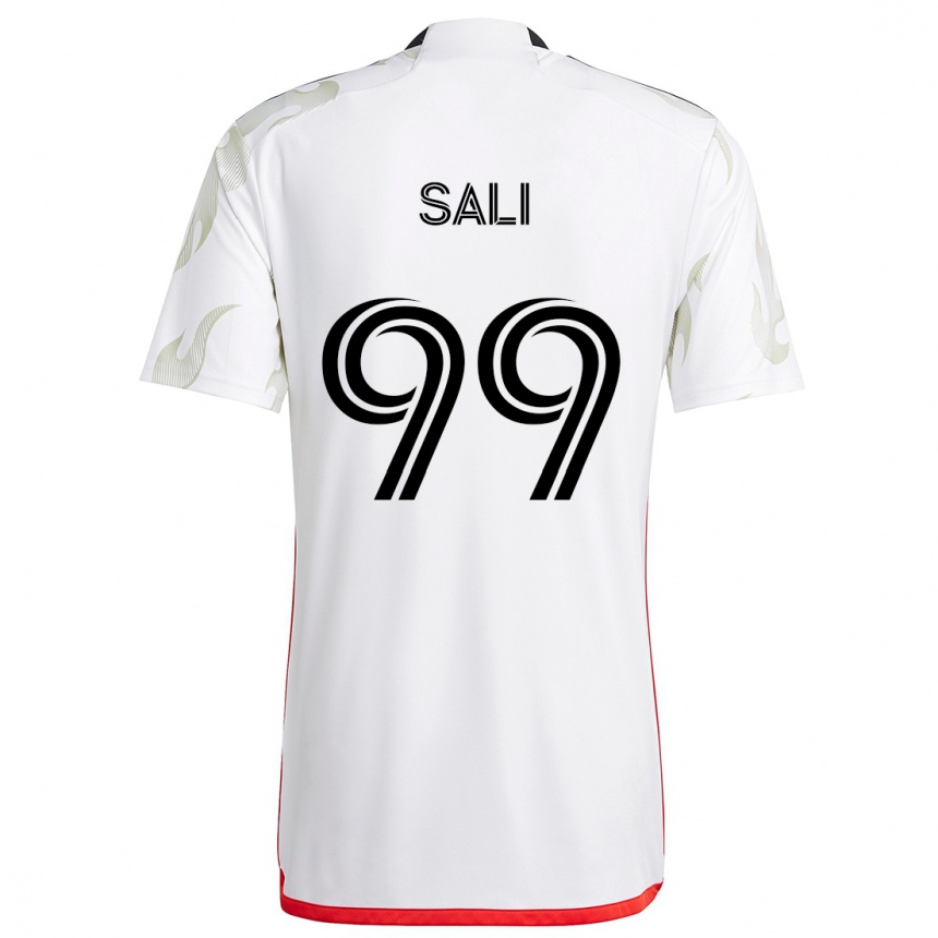 Enfant Football Maillot Enes Sali #99 Blanc Rouge Noir Tenues Extérieur 2024/25