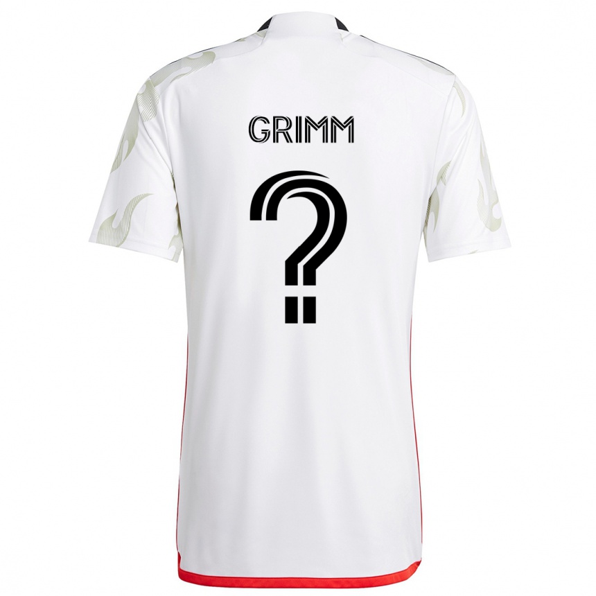 Enfant Football Maillot Mason Grimm #0 Blanc Rouge Noir Tenues Extérieur 2024/25