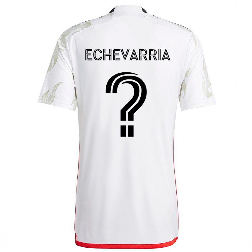 Enfant Football Maillot Diego Echevarria #0 Blanc Rouge Noir Tenues Extérieur 2024/25