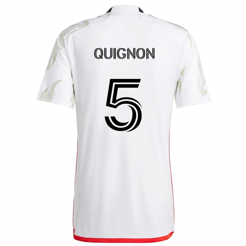 Enfant Football Maillot Facundo Quignón #5 Blanc Rouge Noir Tenues Extérieur 2024/25