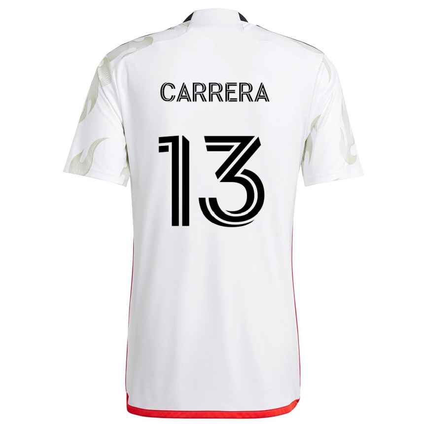 Enfant Football Maillot Antonio Carrera #13 Blanc Rouge Noir Tenues Extérieur 2024/25