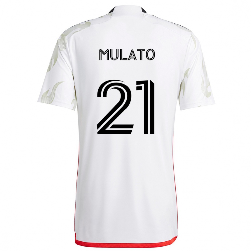 Enfant Football Maillot José Mulato #21 Blanc Rouge Noir Tenues Extérieur 2024/25