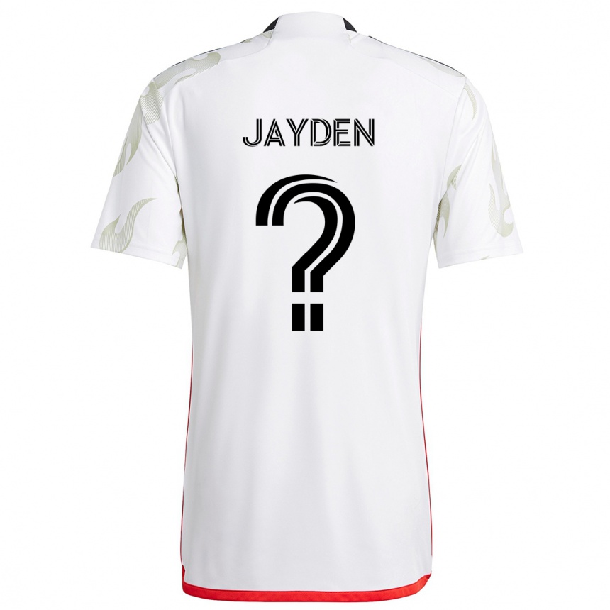 Enfant Football Maillot Rus Jayden #0 Blanc Rouge Noir Tenues Extérieur 2024/25