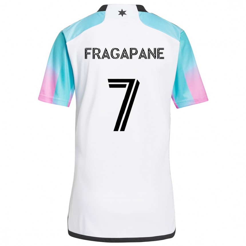 Enfant Football Maillot Franco Fragapane #7 Blanc Bleu Noir Tenues Extérieur 2024/25