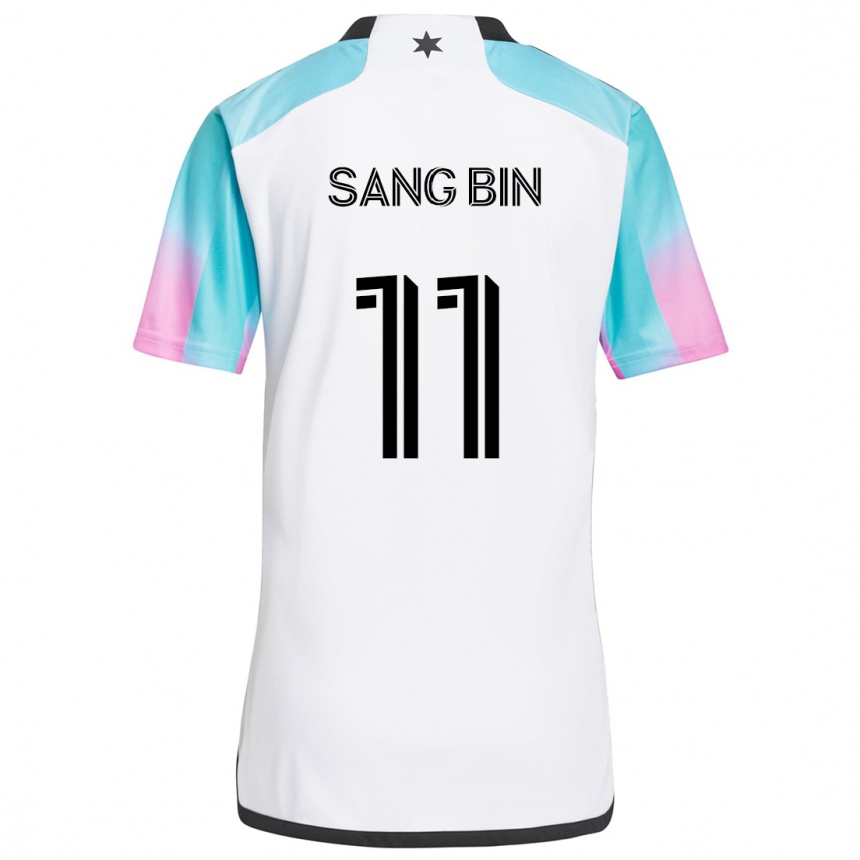 Enfant Football Maillot Sang-Bin Jeong #11 Blanc Bleu Noir Tenues Extérieur 2024/25