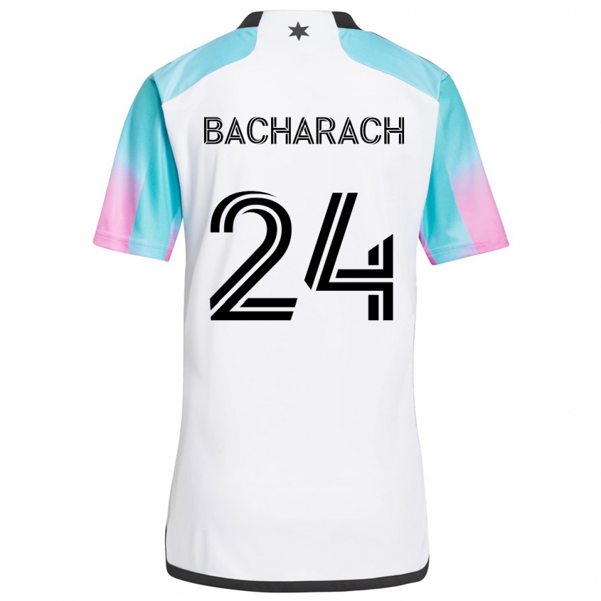 Enfant Football Maillot Hugo Bacharach #24 Blanc Bleu Noir Tenues Extérieur 2024/25